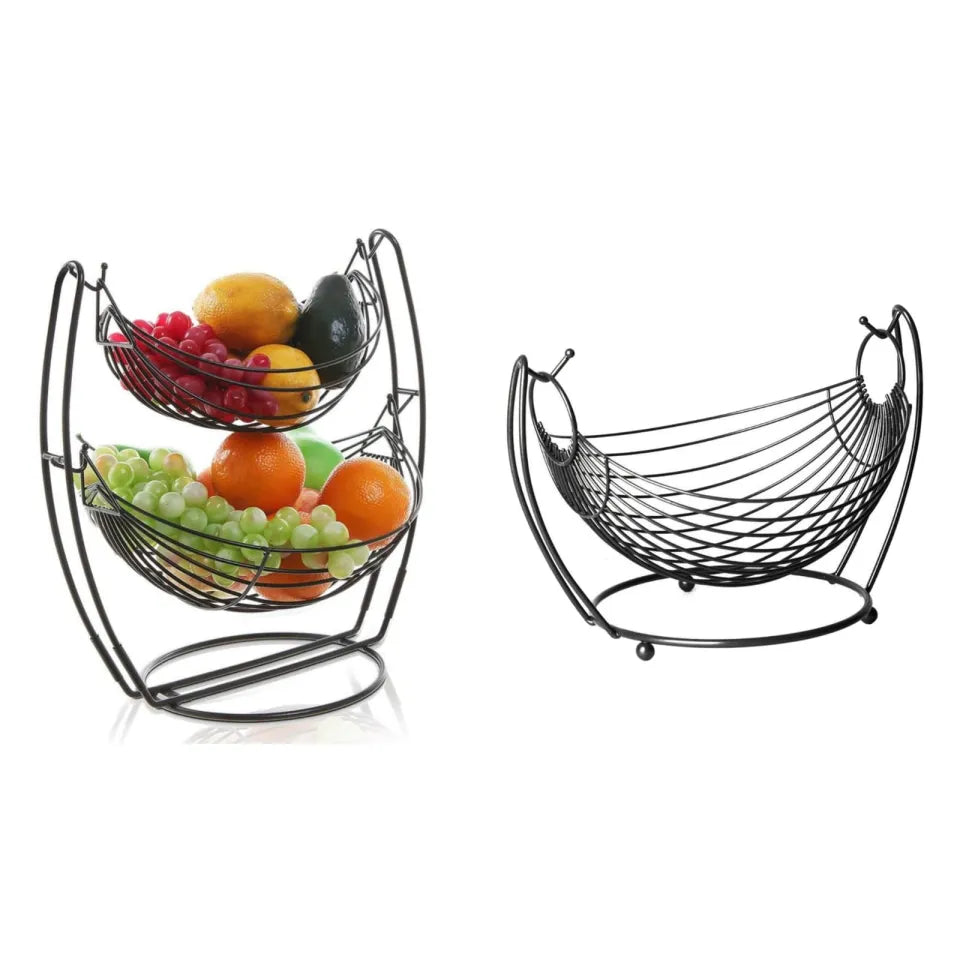 Kitchen Organizer, 1 and 2 Tier Fruit Basket in Oval Swing