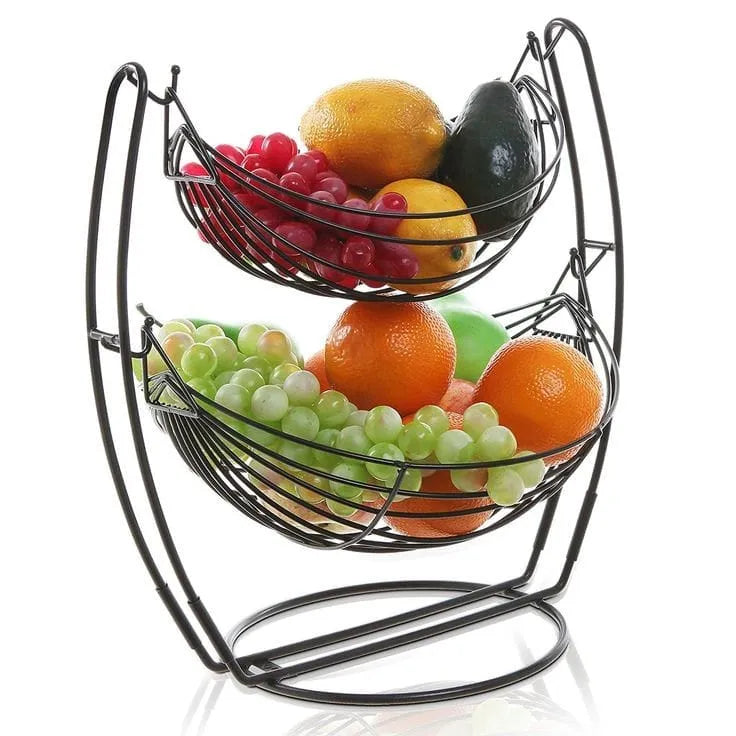 Kitchen Organizer, 1 and 2 Tier Fruit Basket in Oval Swing
