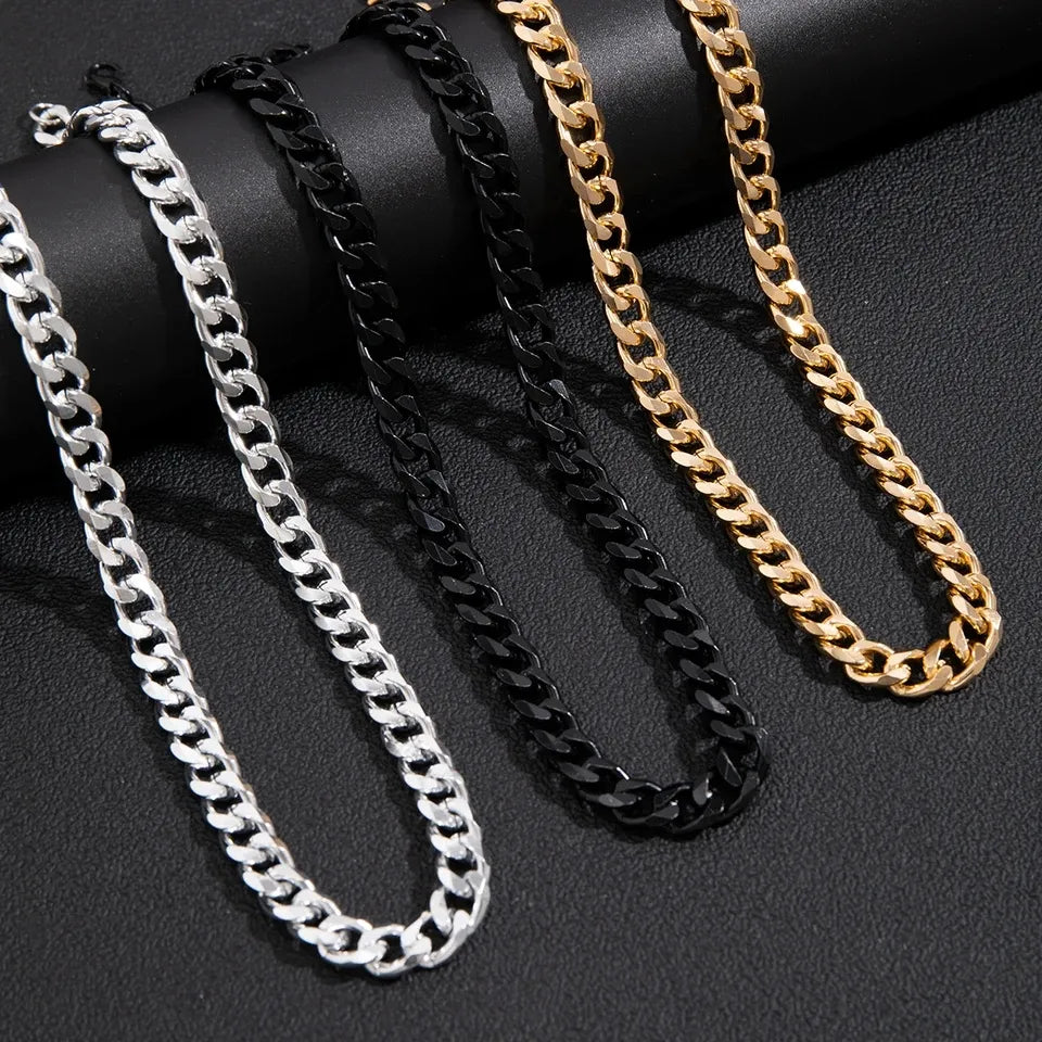 Miami Cuban Curb Chain Necklace For Boys Stainless Steel