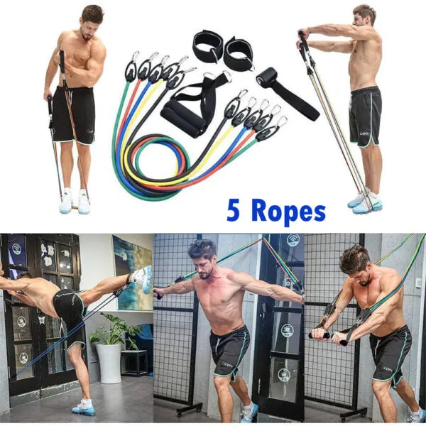 11 PCS Latex Resistance Band Set Yoga Pilates Abs Exercise Fitness