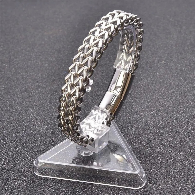 Double Layer Cuban Link Chain Bracelet