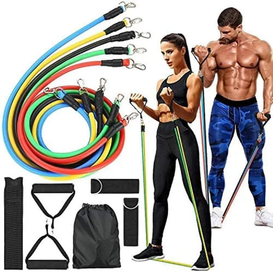 11 PCS Latex Resistance Band Set Yoga Pilates Abs Exercise Fitness