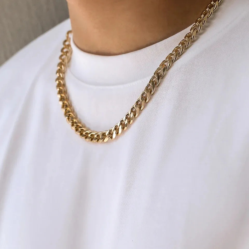 Miami Cuban Curb Chain Necklace For Boys Stainless Steel
