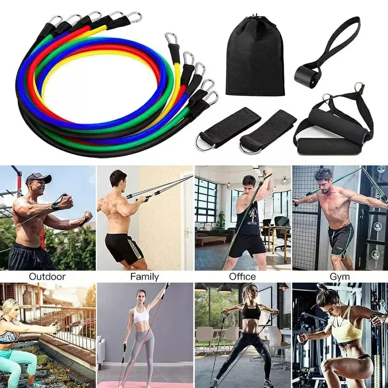11 PCS Latex Resistance Band Set Yoga Pilates Abs Exercise Fitness