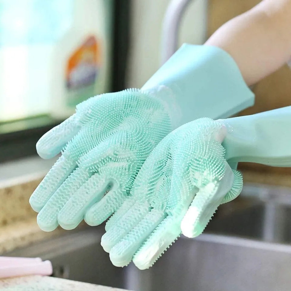 Dish Washing Gloves, Reusable Magic Silicon Dishwashing Gloves,
