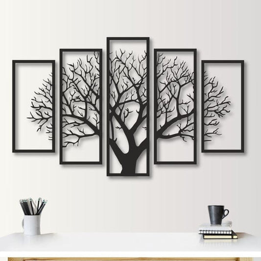 Vintage 5 Frame Tree Panels 3D Wooden Wall Décor