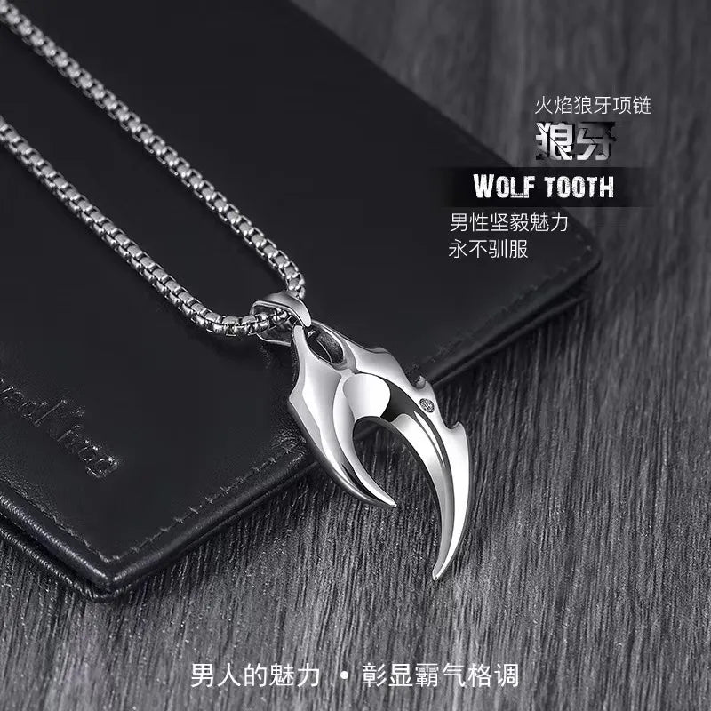 Wolf Tooth Titanium Steel Men's Necklace Trendy