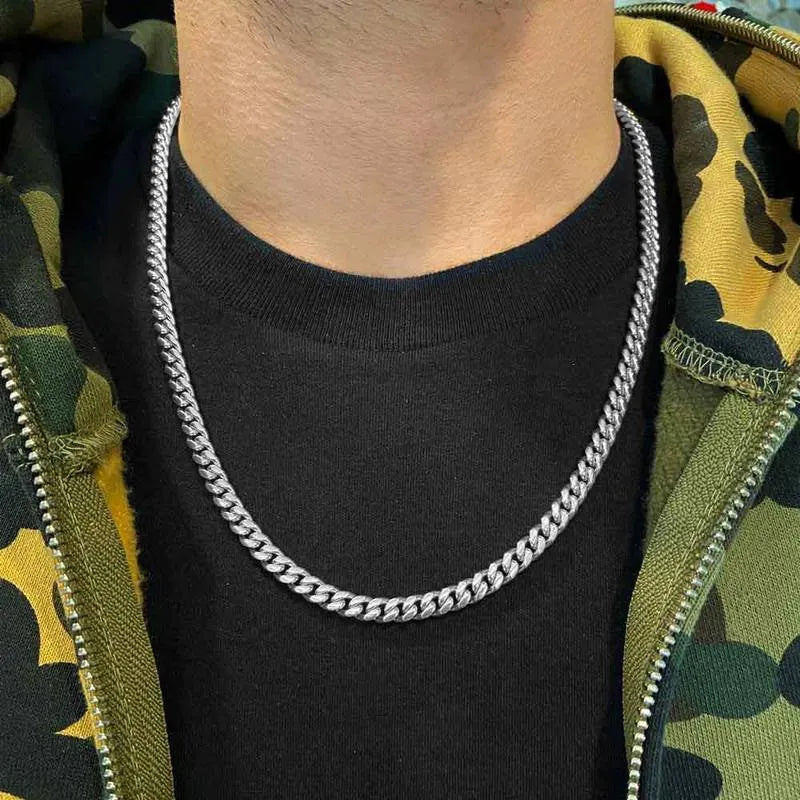 Miami Cuban Curb Chain Necklace For Boys Stainless Steel
