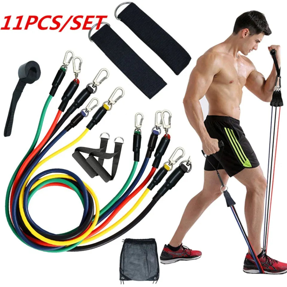 11 PCS Latex Resistance Band Set Yoga Pilates Abs Exercise Fitness