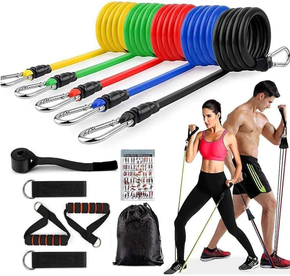 11 PCS Latex Resistance Band Set Yoga Pilates Abs Exercise Fitness