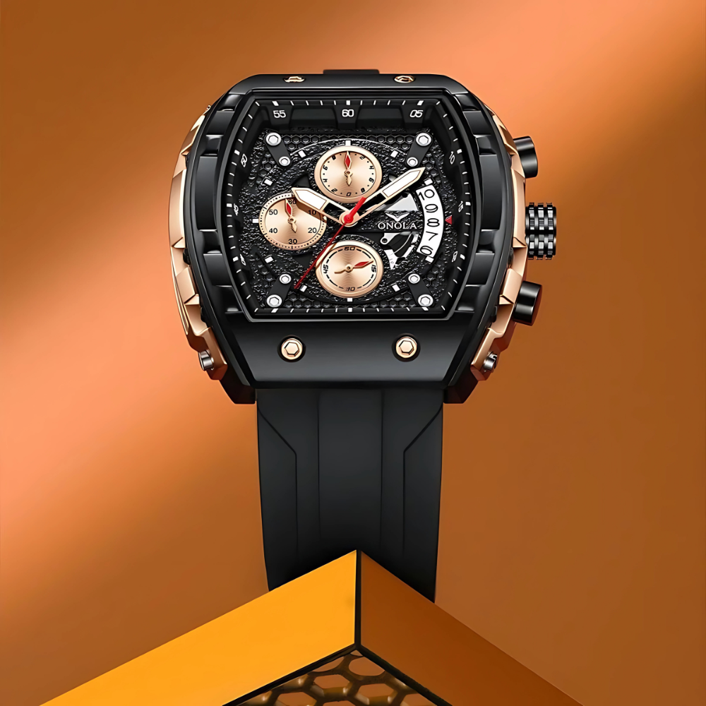 Stylish Skeleton Dial Watch for Men Premium Quality Rubber Strap Watch