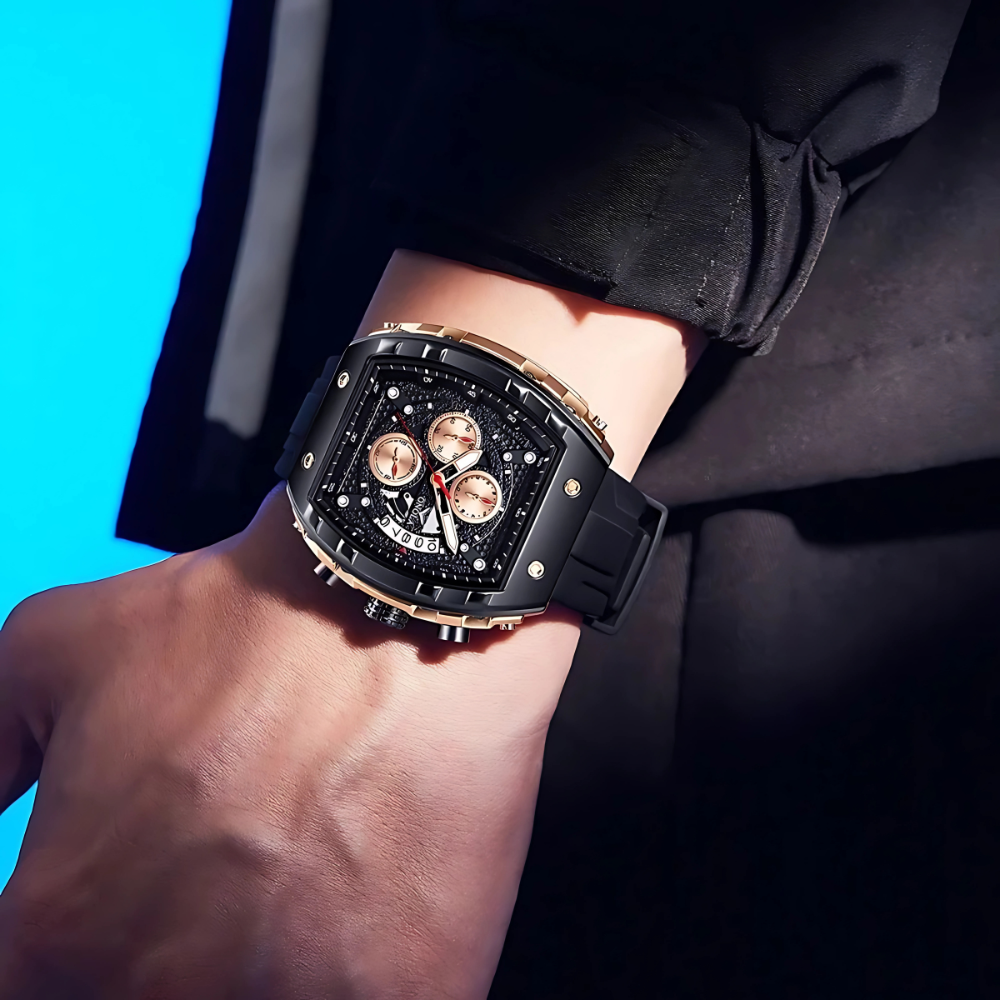 Stylish Skeleton Dial Watch for Men Premium Quality Rubber Strap Watch