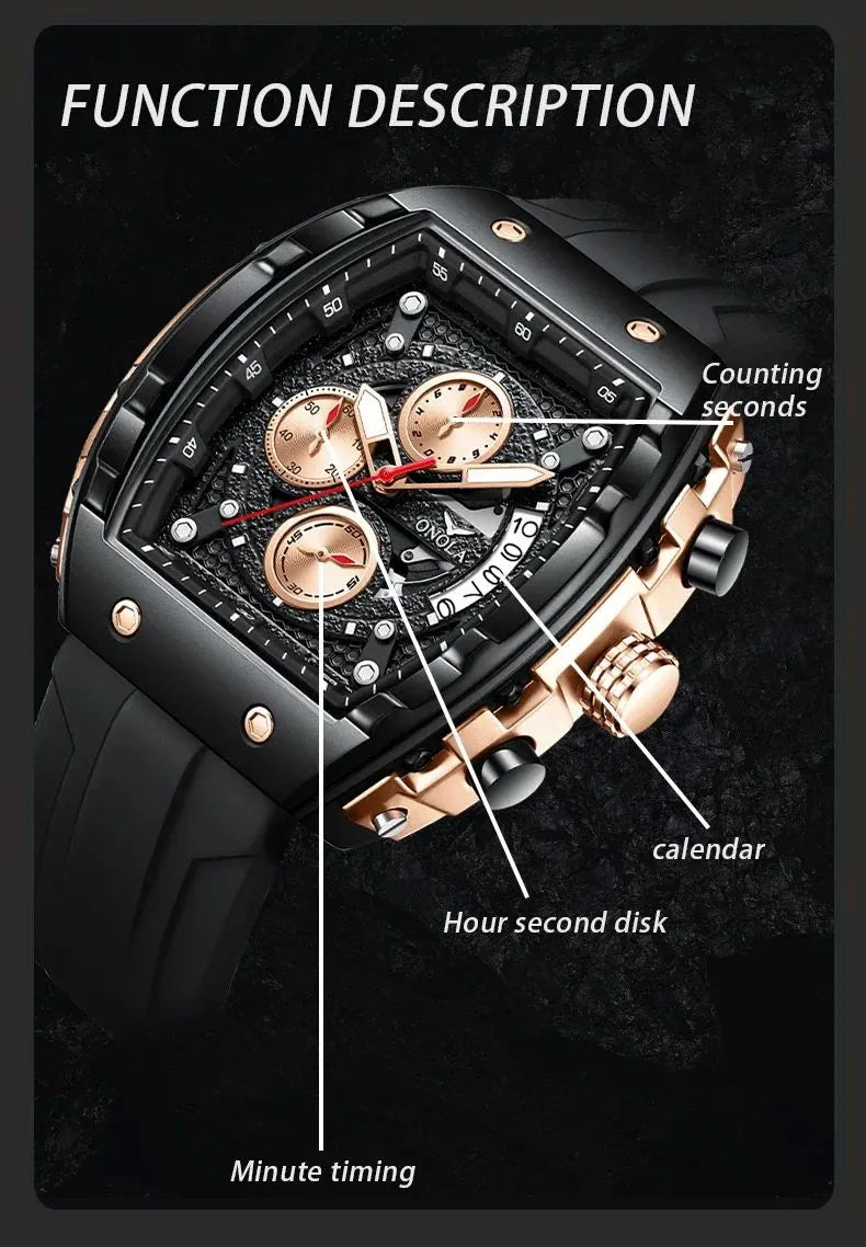 Stylish Skeleton Dial Watch for Men Premium Quality Rubber Strap Watch